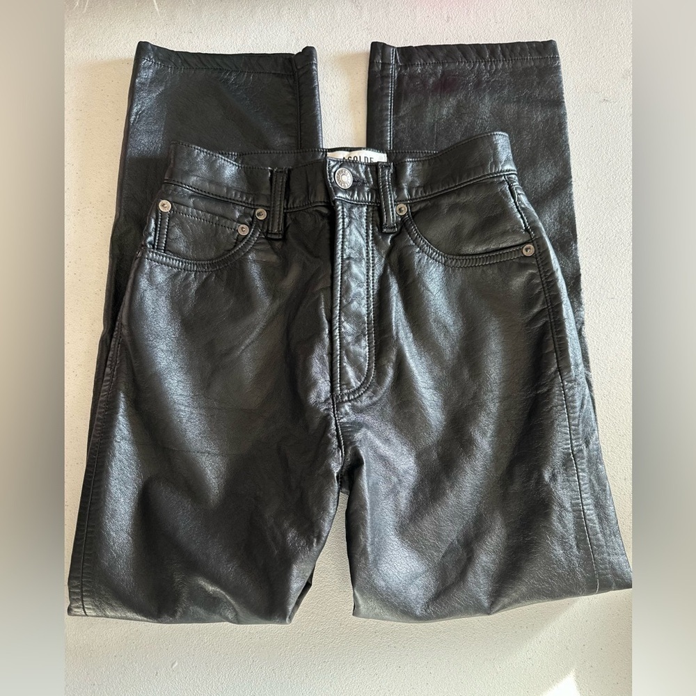 AGOLDE Recycled Leather Fitted 90s Pinch Waist women’s Pants - Picture 5 of 14